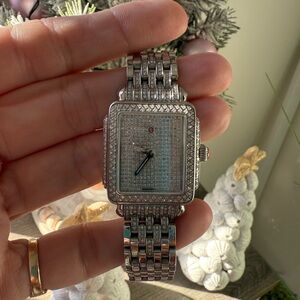 Michele Limited Edition Deco Jubilee with pave diamonds Silver Diamond Watch